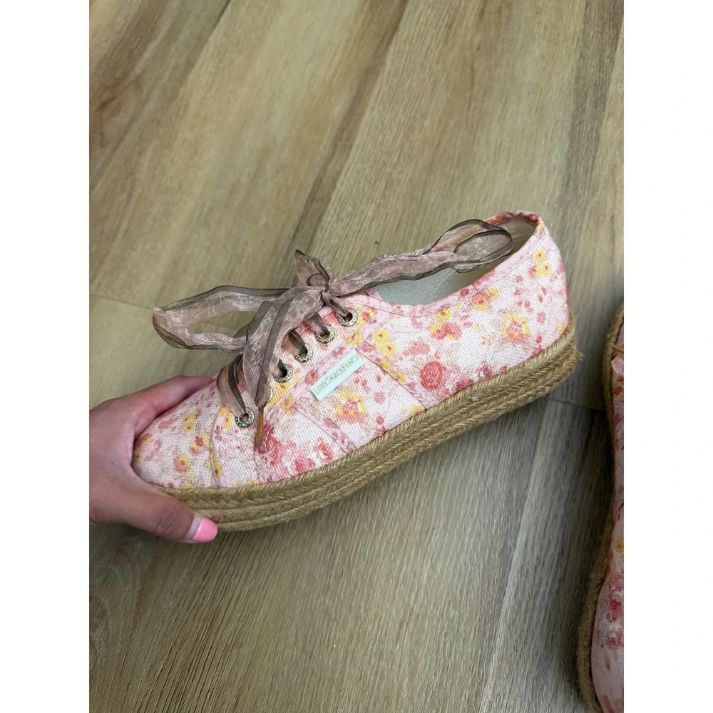 Superga x LoveShackFancy Floral Espadrille Platform Sneakers Pink Size 8 39